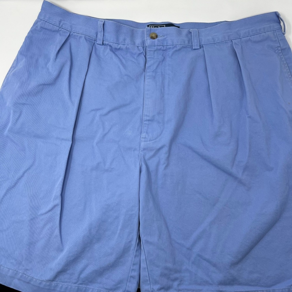 Vintage Polo Ralph Lauren Tyler Short Mens 40 Blue Pleated Cotton‎ Chino Shorts